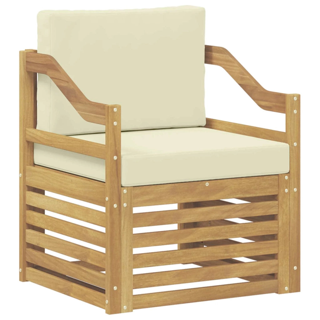 Divano da esterno-Divano da Giardino Poliestere Bianco e crema 388873