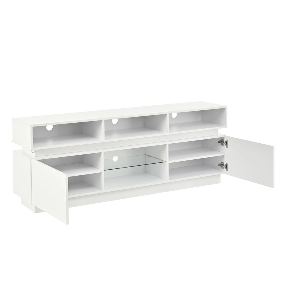 Mobile TV con LED e Vetro Temperato ¨C Xylo ¨C Bianco Lucido, 160x35x60 cm