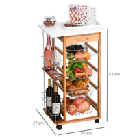 Carrello da Cucina 1 Cassetto 4 Cestelli 47x37x83 cm in Legno Marrone