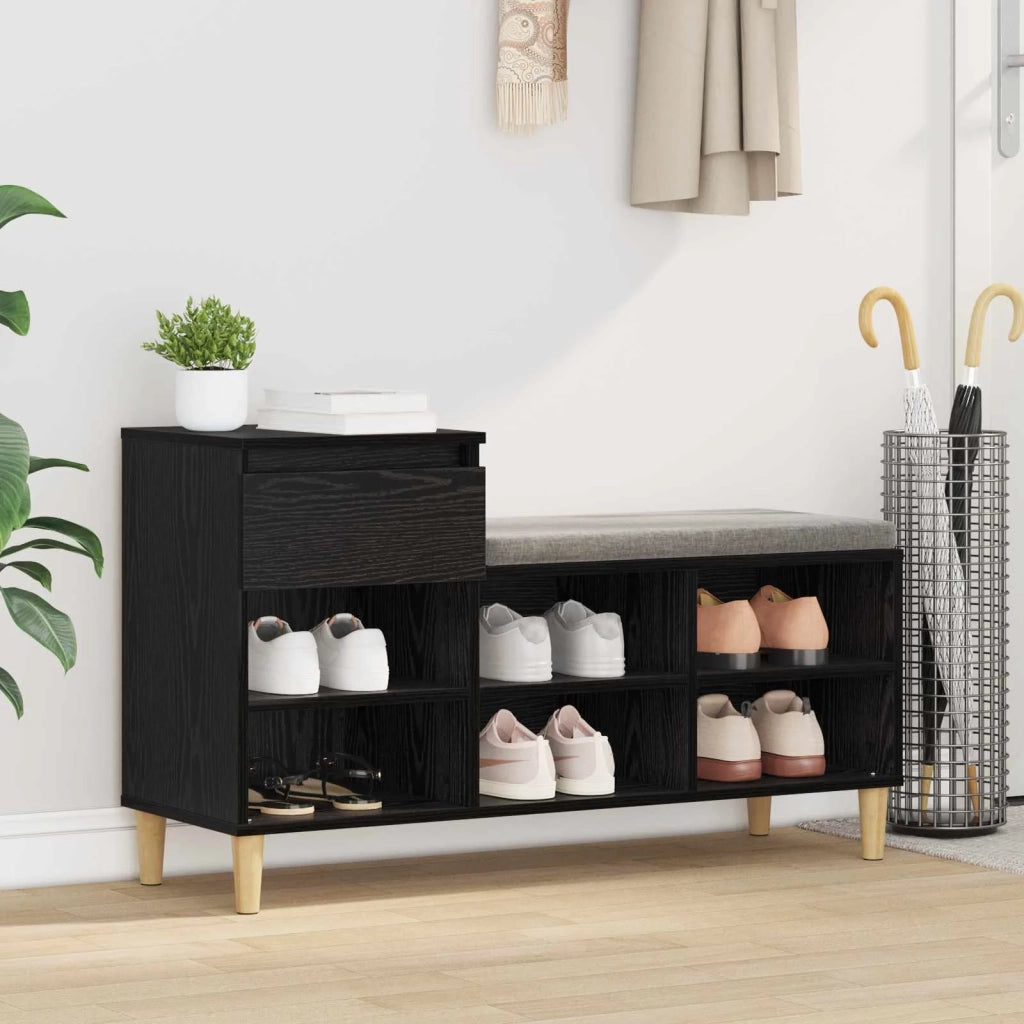 Scarpiera | Mobile per scarpe con cassetto Rovere Nero 102 x 36 x 60 cm