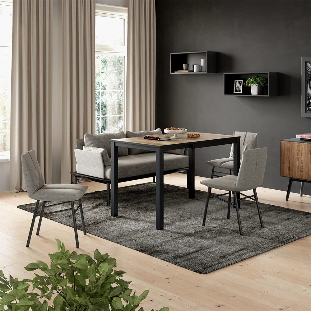 Tavolo da pranzo Granny, Rovere rustico/antracite, 120 x 70 cm Estensibile