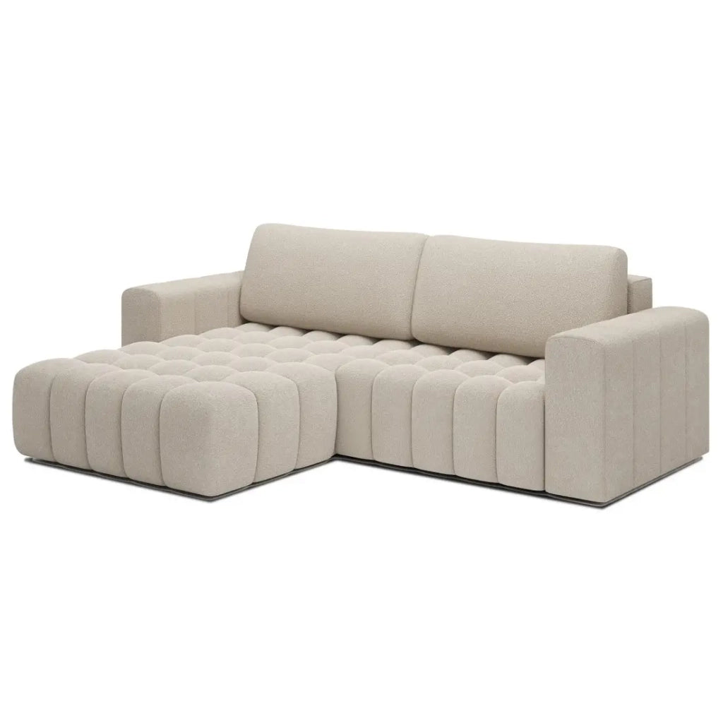 Divano angolare convertibile DORY beige 250 cm con vano contenitore angolo destro