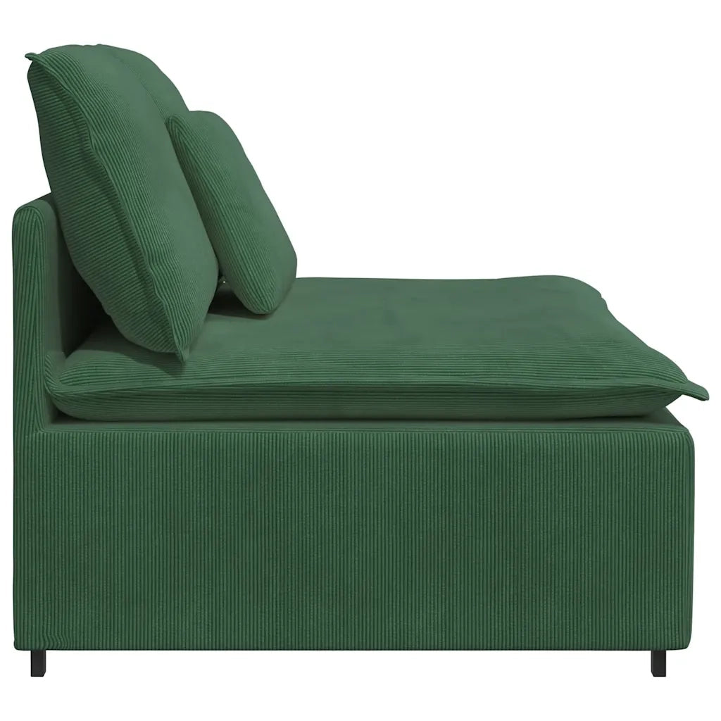 Modulo Centrale Divano Modulare con Cuscini Verde Scuro 100cm