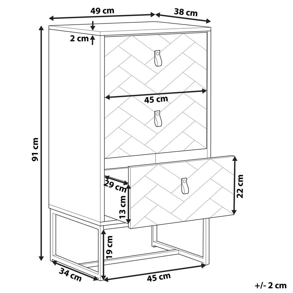 Cassettiera in legno chiaro con gambe in metallo bianco cassettiera 91 x 49 cm mobili da soggiorno tradizionali moderni