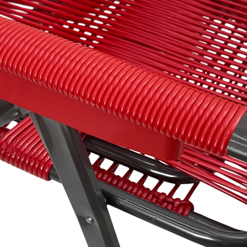 Marvin Sdraio Cordonata con Poggiapiedi Sedia a Sdraio da Giardino Filo in Pvc Pieghevole Metallo Poltrona Relax d Rosso