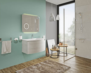 Mobile Bagno Sospeso 80 cm con Lavabo Specchio Lampada Moderno Minimalista Sole