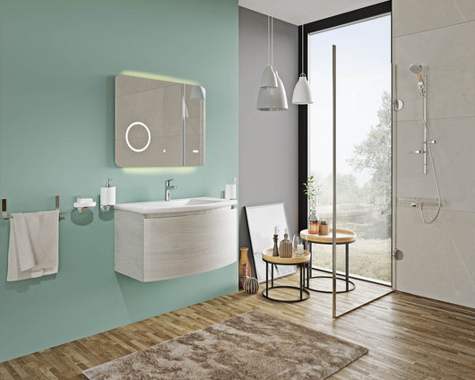 Mobile Bagno Sospeso 80 cm con Lavabo Specchio Lampada Moderno Minimalista Sole