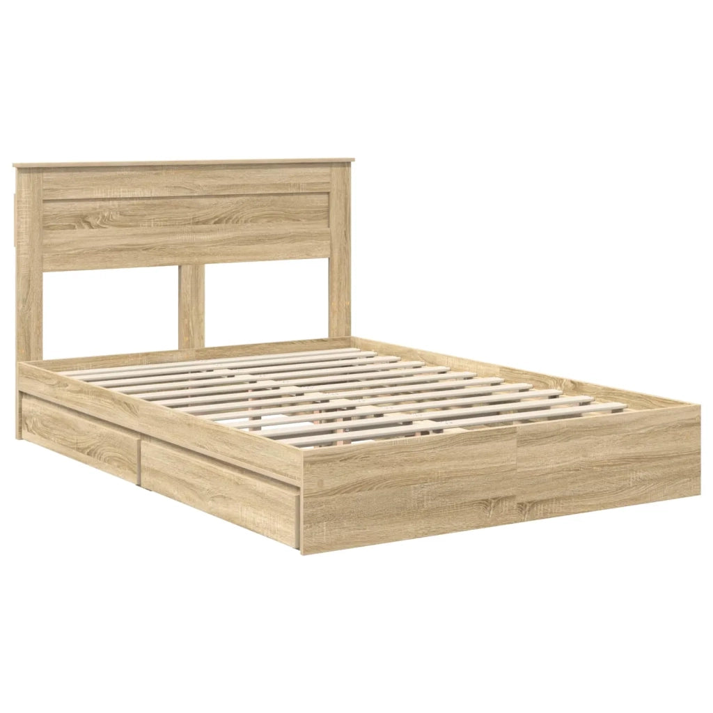 Letto con Contenitore con testiera Rovere Sonoma 140 x 200 cm 3409914