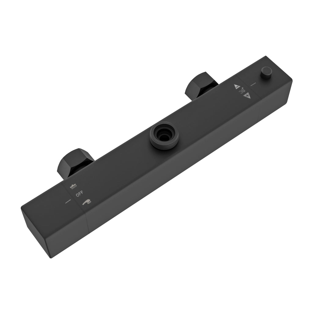 AICAIT Colonna doccia quadrata con soffione quadrato 30x30cm in acciaio inox nero, sistema doccia a 38℃ antiscottature
