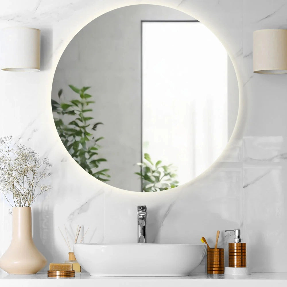 Specchio da bagno rotondo retroilluminato tondo Ø80 cm LUNA Made in Italy