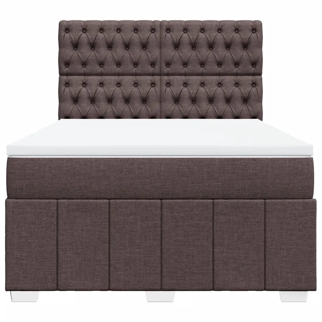 Giroletto a Molle con Materasso Marrone Scuro 140x200cm Tessuto