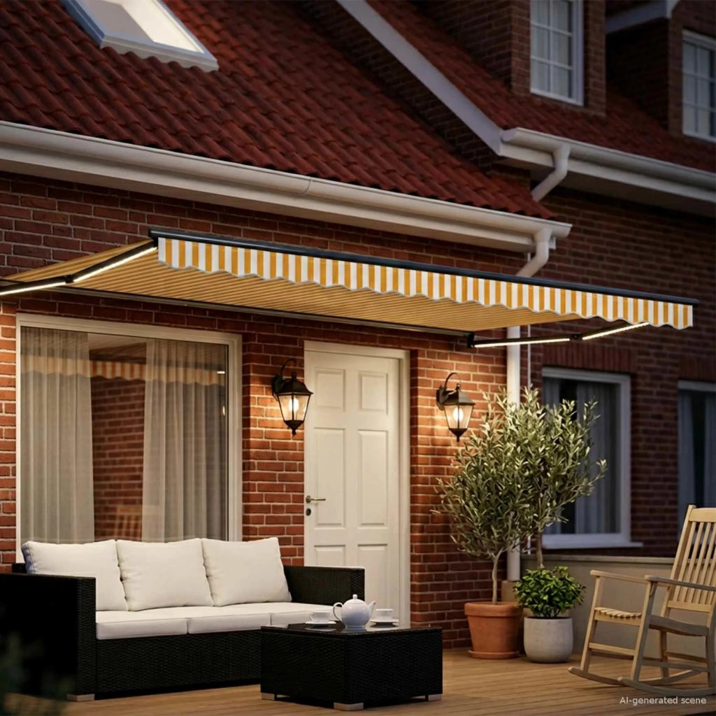 Tenda retrattile manuale con LED-Tenda parasole per balcone 4 ¡Á 3 m 390453