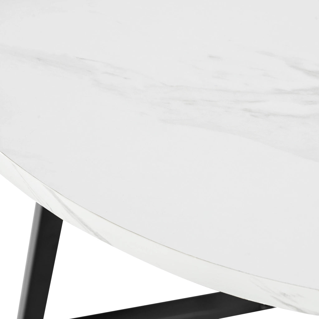 TAVOLO Rotondo 80 cm MDF Bianco con base in metallo