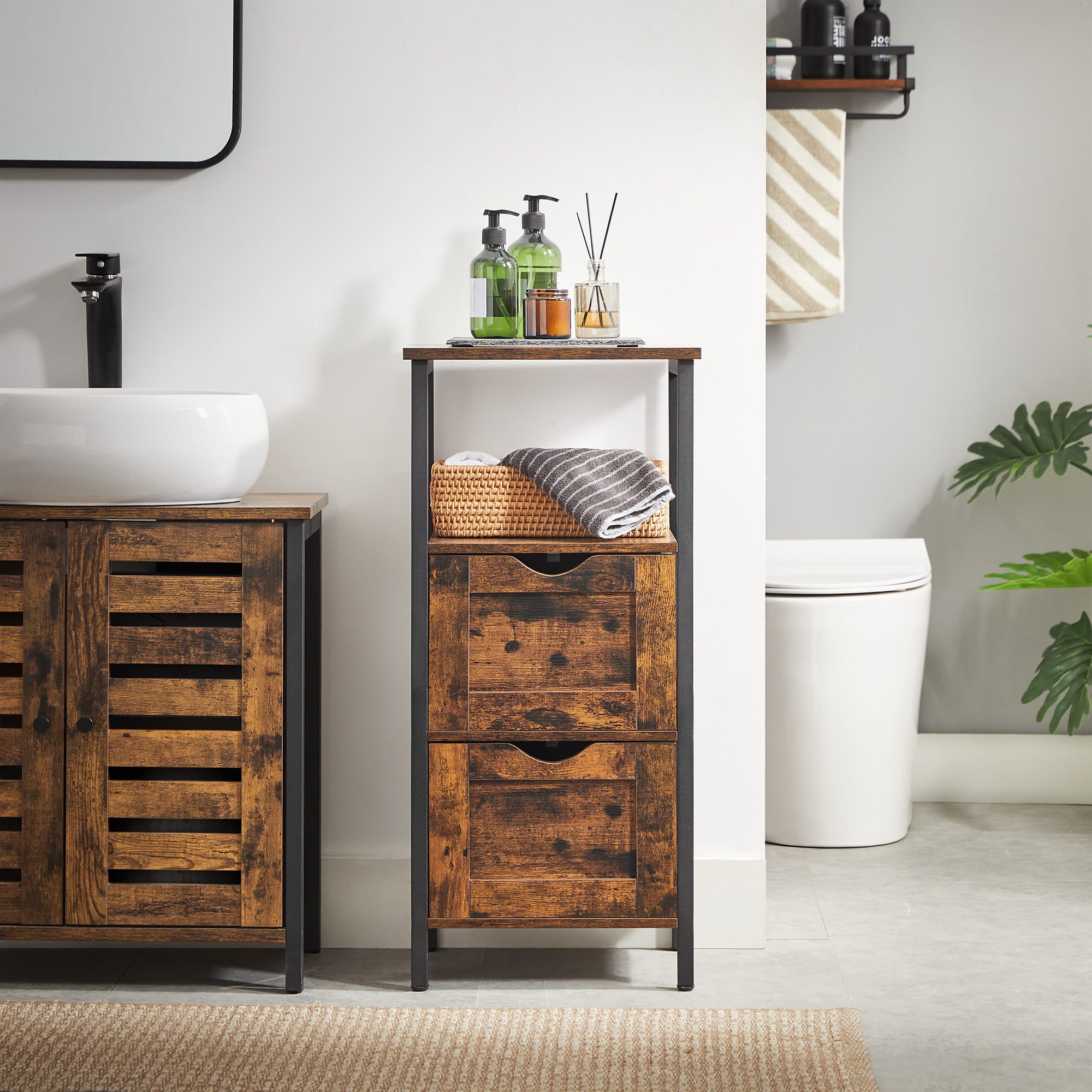 MOBILE BAGNO Valora Rustic Brown Truciolare Acciaio