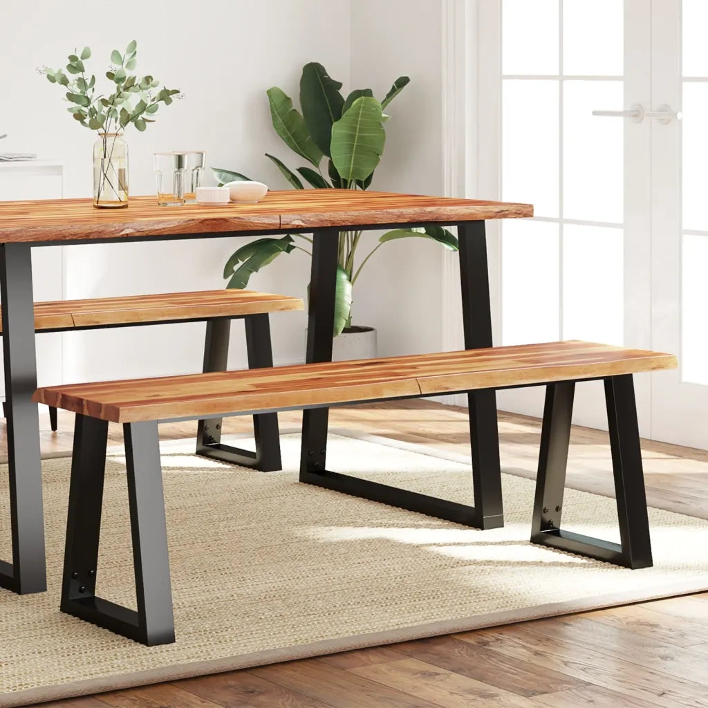 Panca con Bordi Vivi-Sgabello 140 cm in Legno Massello di Acacia