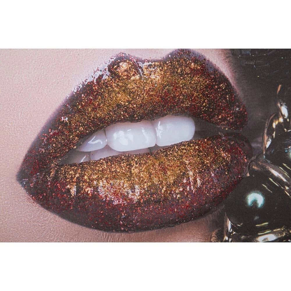 Decorazione Parete Vetro Cornice Specchiata cm 80X3,5X120 - BEAUTIFUL LIPS