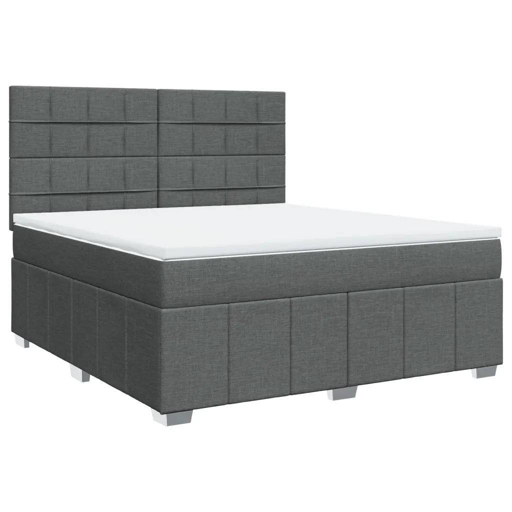 Giroletto a Molle con Materasso Grigio Scuro 180x200 cm Tessuto