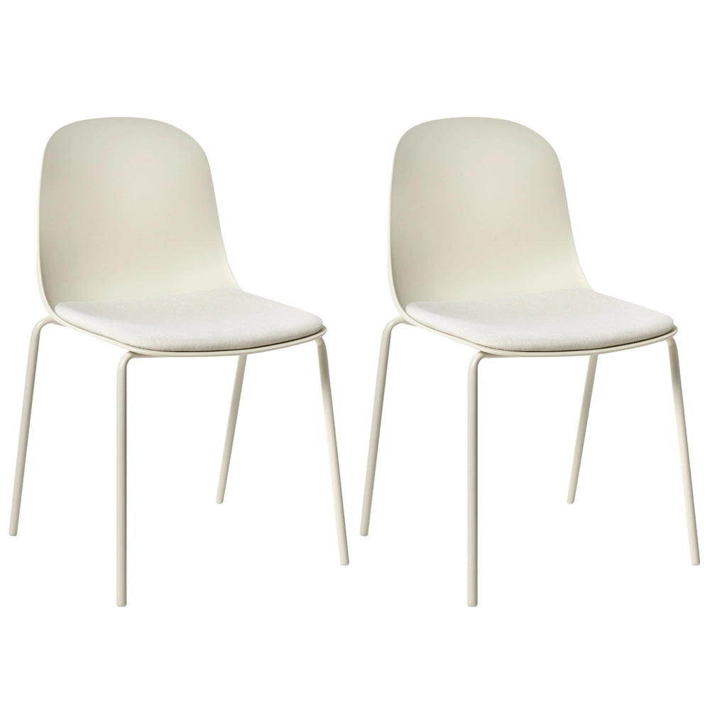 Set di 2 sedie da conferenza Seduta in poliestere beige chiaro Schienale in plastica Gambe in ferro Arredo ufficio moderno