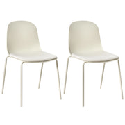 Set di 2 sedie da conferenza Seduta in poliestere beige chiaro Schienale in plastica Gambe in ferro Arredo ufficio moderno