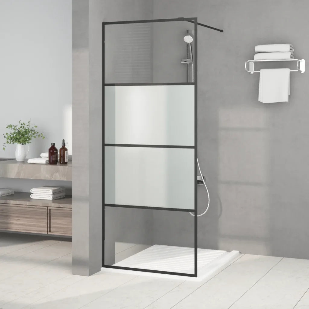 Parete Doccia Walk in Nera 80x195 cm Vetro Semi Smerigliato ESG 152125