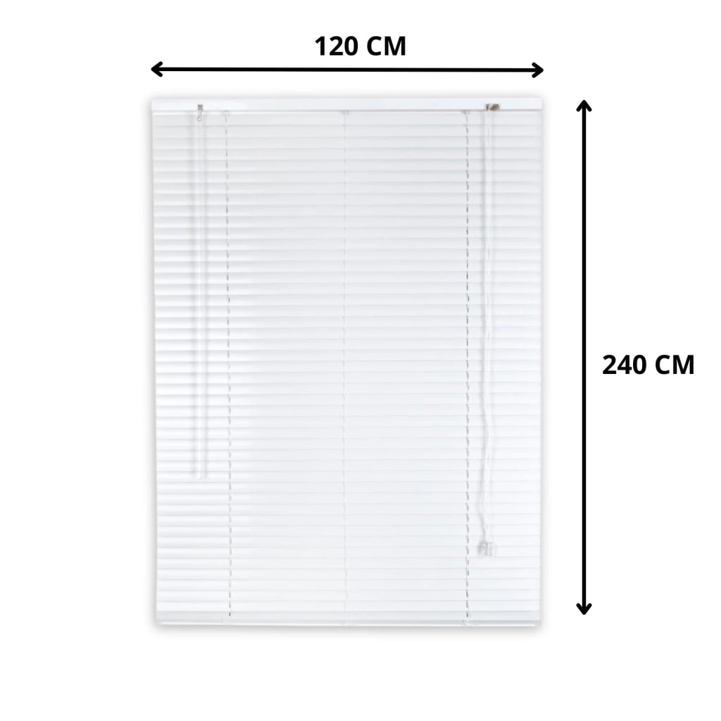 Veneziana PVC Vari Colori Lamelle Regolabili Varie Misure Privacy Protezione Solare Casa Ufficio Misura : 120 x 240 , Colore: Bianco