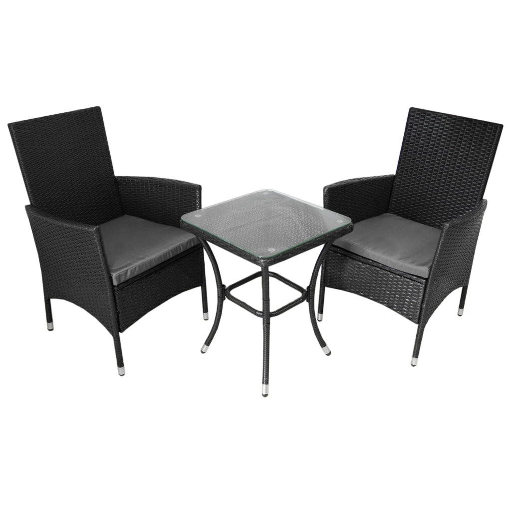 Set Bistro da Giardino in Rattan Jardí con Tavolo in Vetro e Copertura