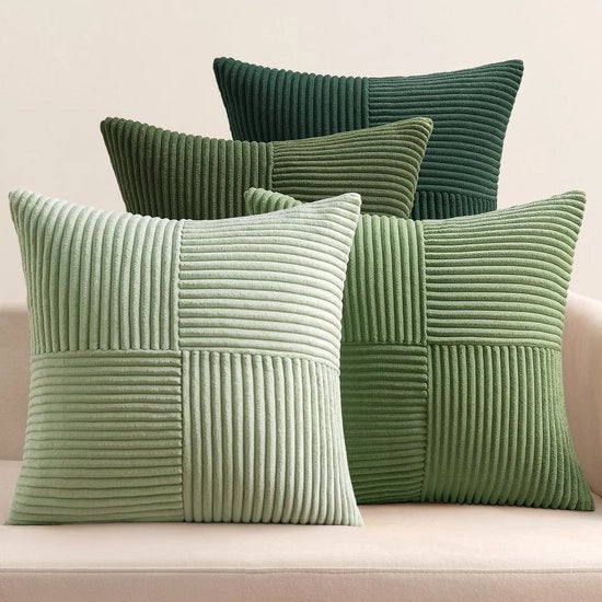 Set di 4 copricuscini corduroy decorativi 40 x 40 cm serie verde