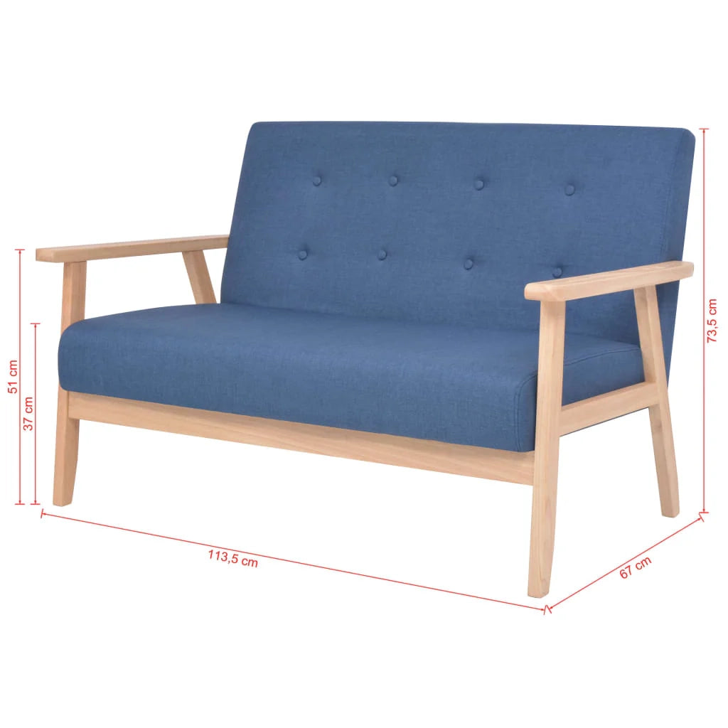 Divano a 2 posti per soggiorno salotto arredamento per la casa tessuto blu 02_0019610