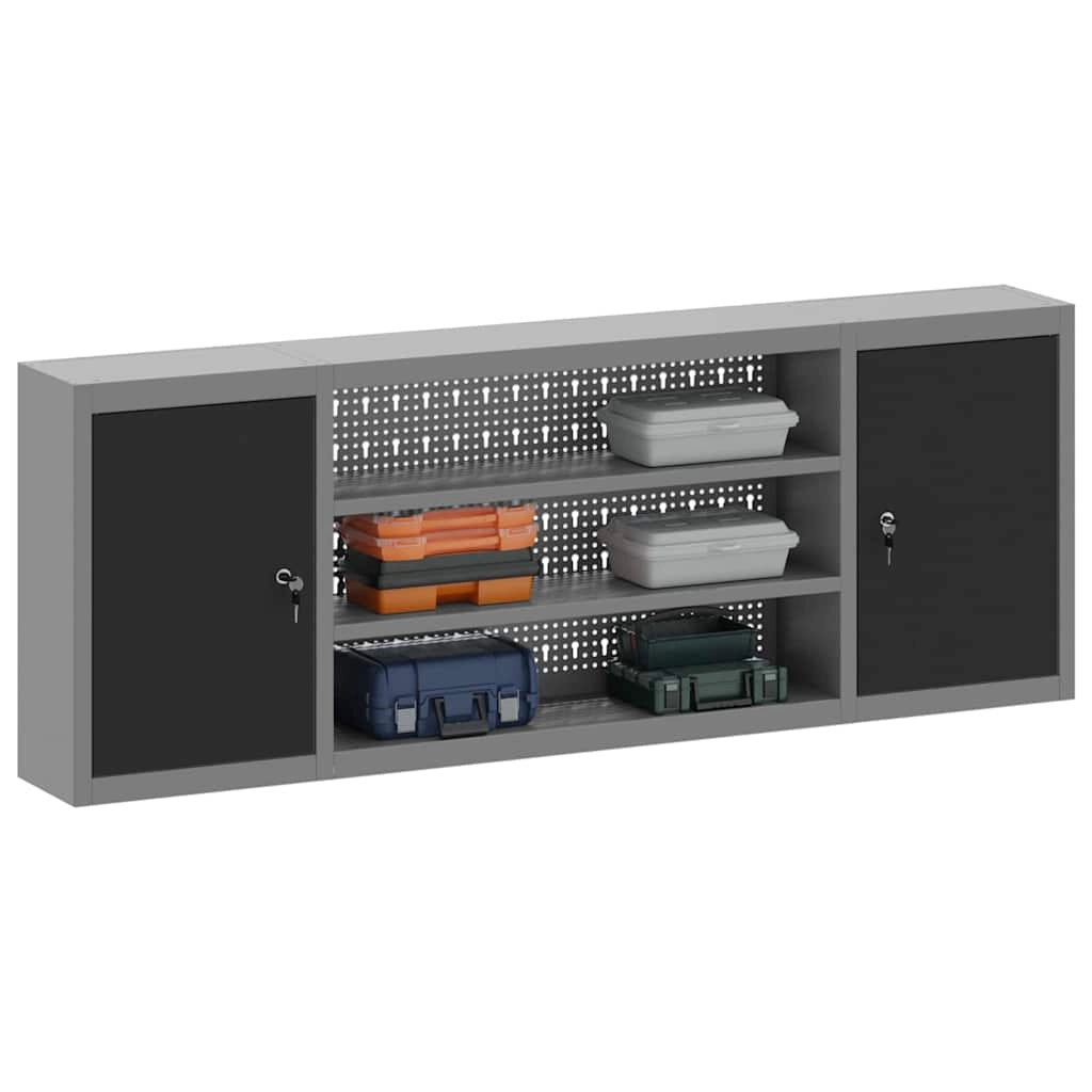Moderno mobiletto portautensili in stile industriale per uso in officina 50 x 20 x 55 cm acciaio nero 02_0058032