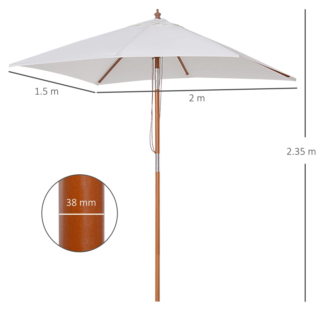 Ombrellone da Giardino Inclinabile 2x1.5m ¨C zephmum ¨C Legno Abete, Beige