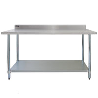 Tavolo da Cucina Commerciale 150cm & 2 Mensola a Muro 125cm in Acciaio Inox