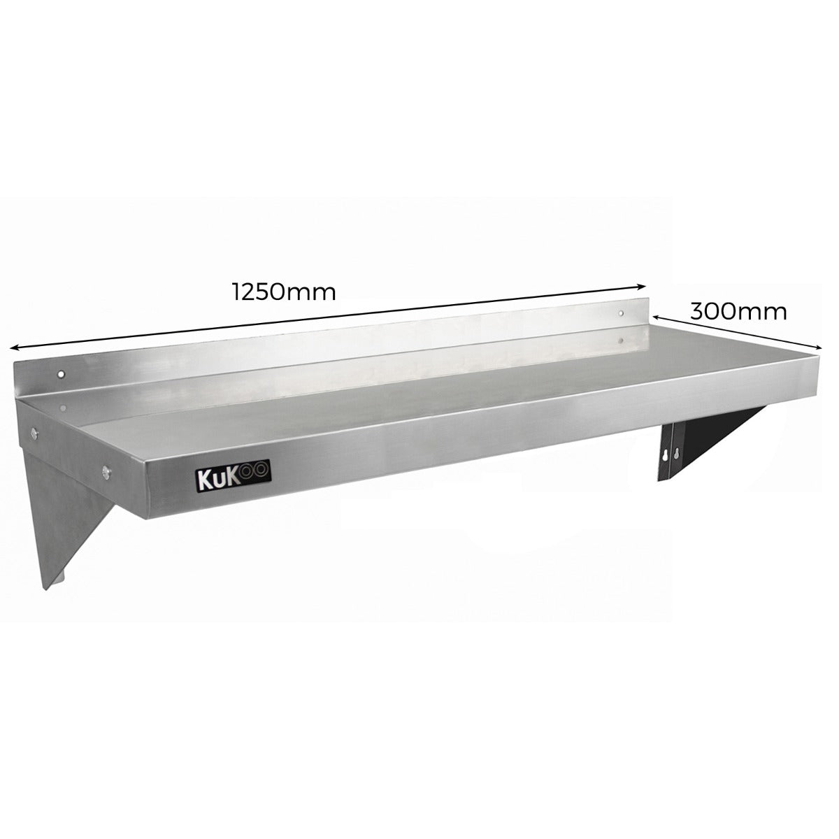 Tavolo da Cucina Commerciale 150cm & 2 Mensola a Muro 125cm in Acciaio Inox