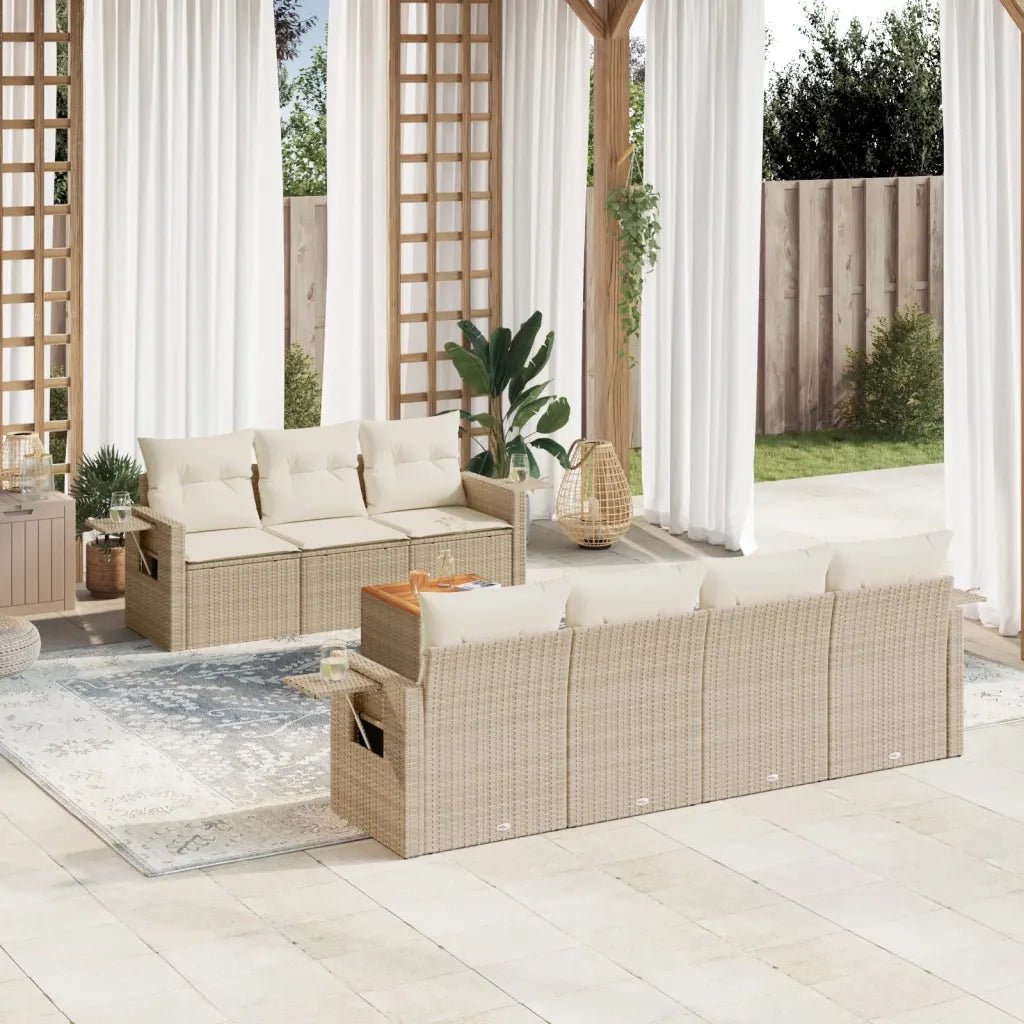Set Divano da Giardino 8 pz con Cuscini Beige in Polyrattancod mxl 114278