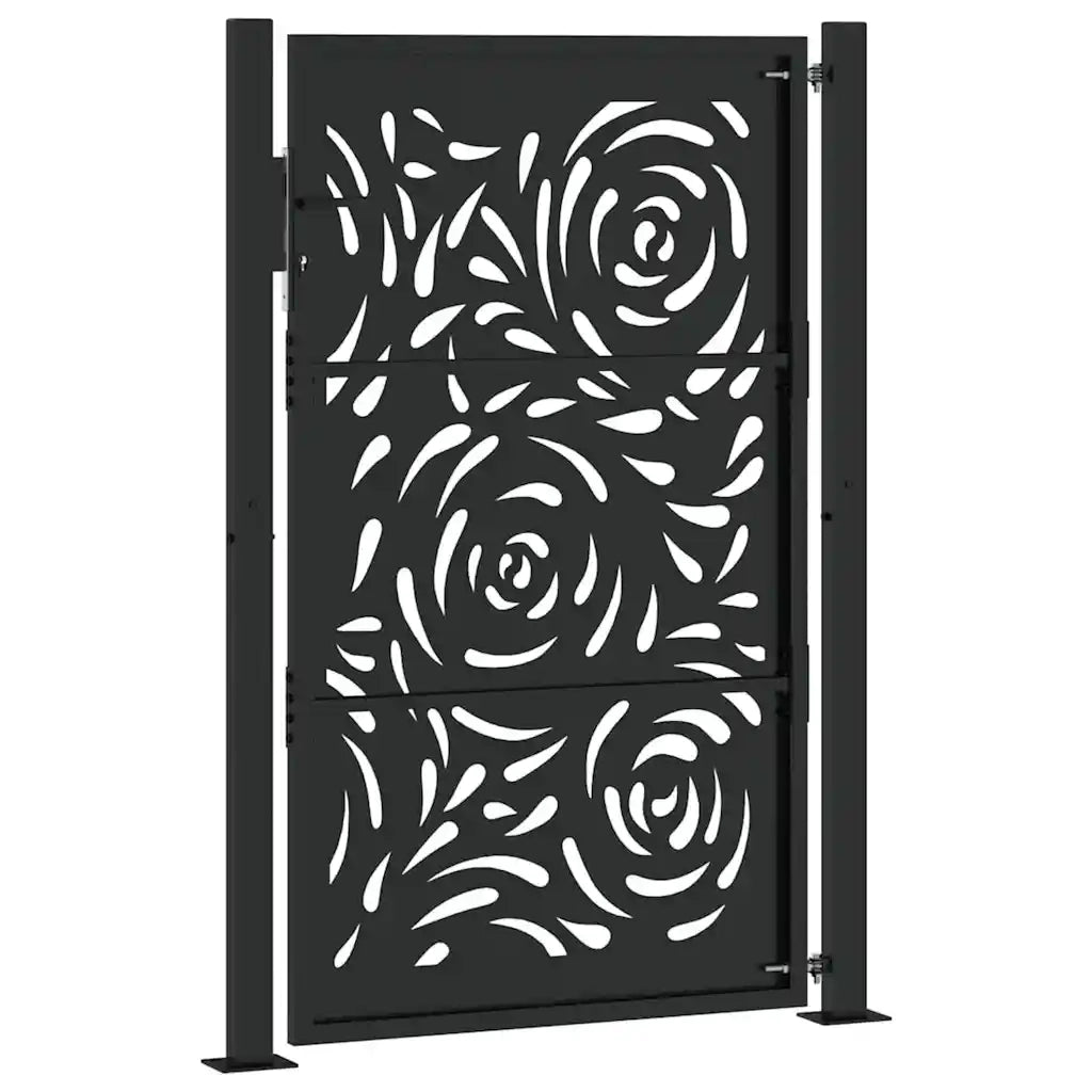 Cancello da giardino nero 100x150 cm in acciaio con design a fiamma 4100991