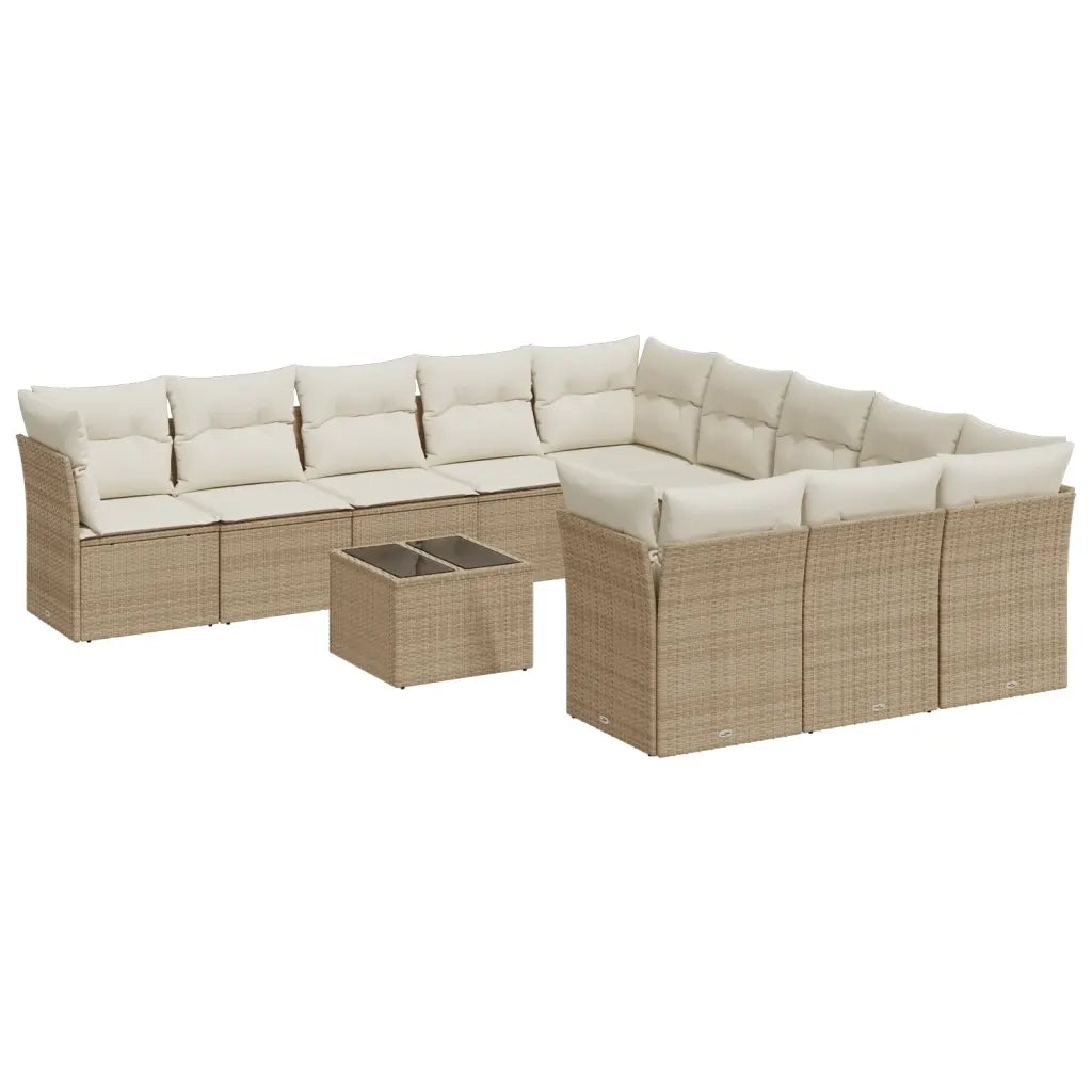 Set Divani da Giardino 12 pz con Cuscini Beige in Polyrattan 3250257
