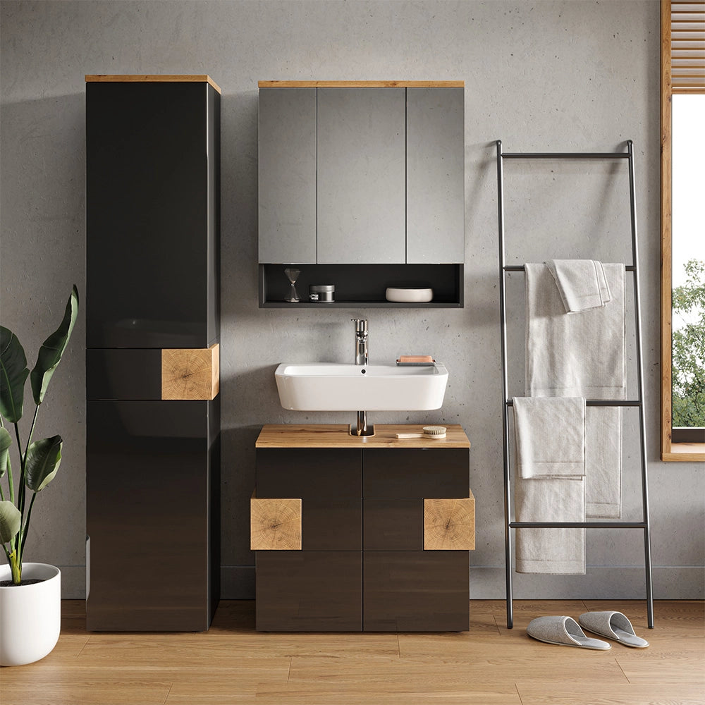 Vicco Set mobili bagno Antracite 3 parti, con colonna
