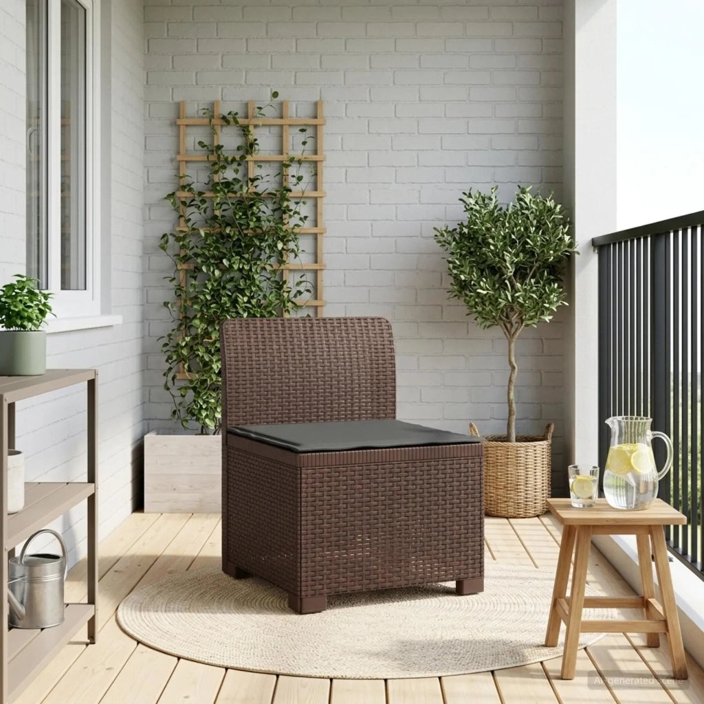 Divano da esterno-Divano da Giardino a 1 Posto con Cuscino Aspetto Rattan PP 247641