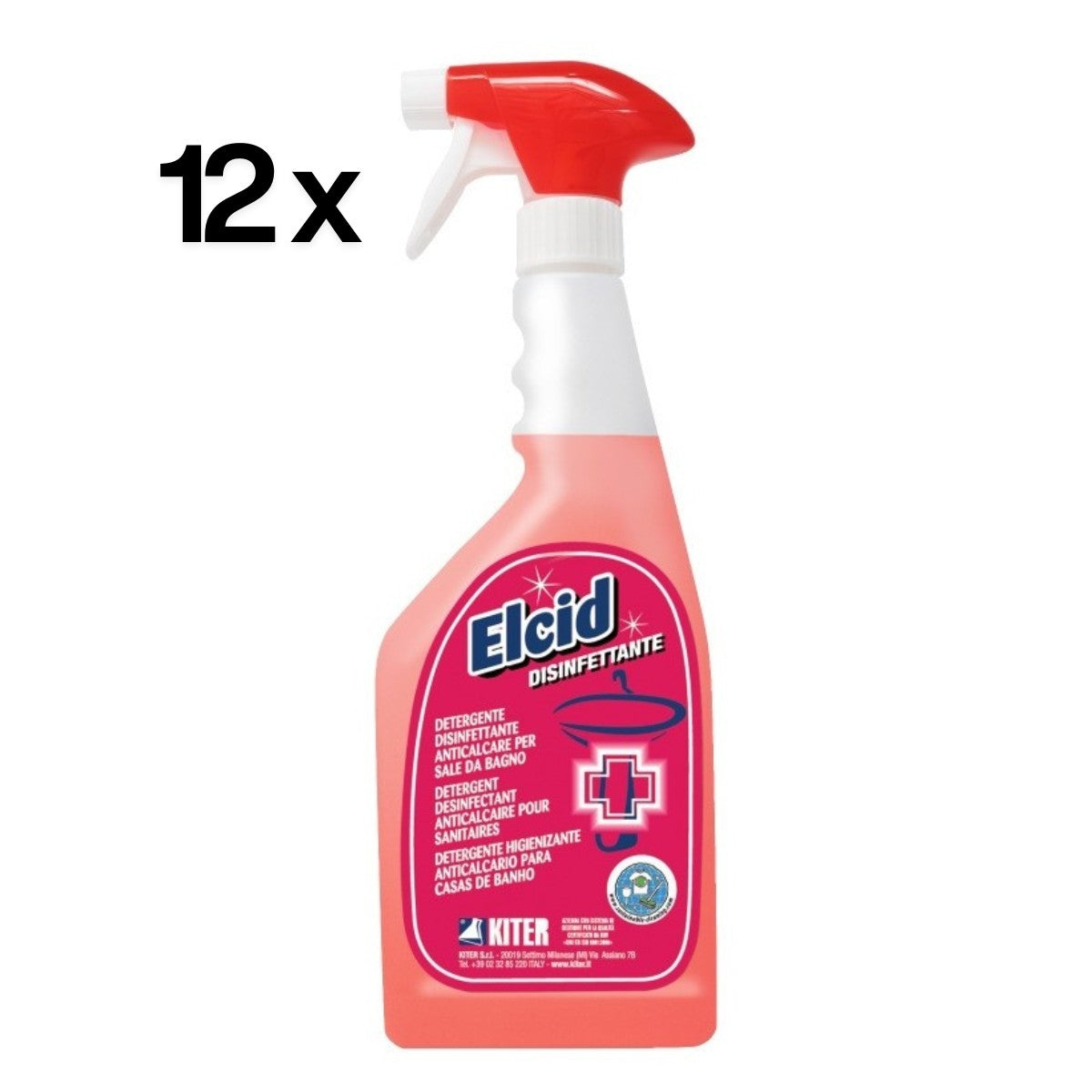 Elcid 12 Pezzi x 750 ml, Disinfettante Anticalcare Bagno Profumo Magnolia | Kiter