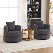 Poltrona girevole 360° in tessuto corduroy grigio; 76x79x78 cm; con vano contenitore
