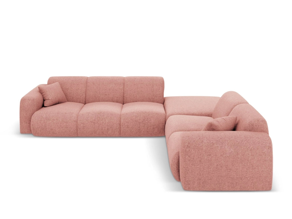 Cosmopolitan Design - Divano angolare destro "Nolio" 4 posti in ciniglia rosa 