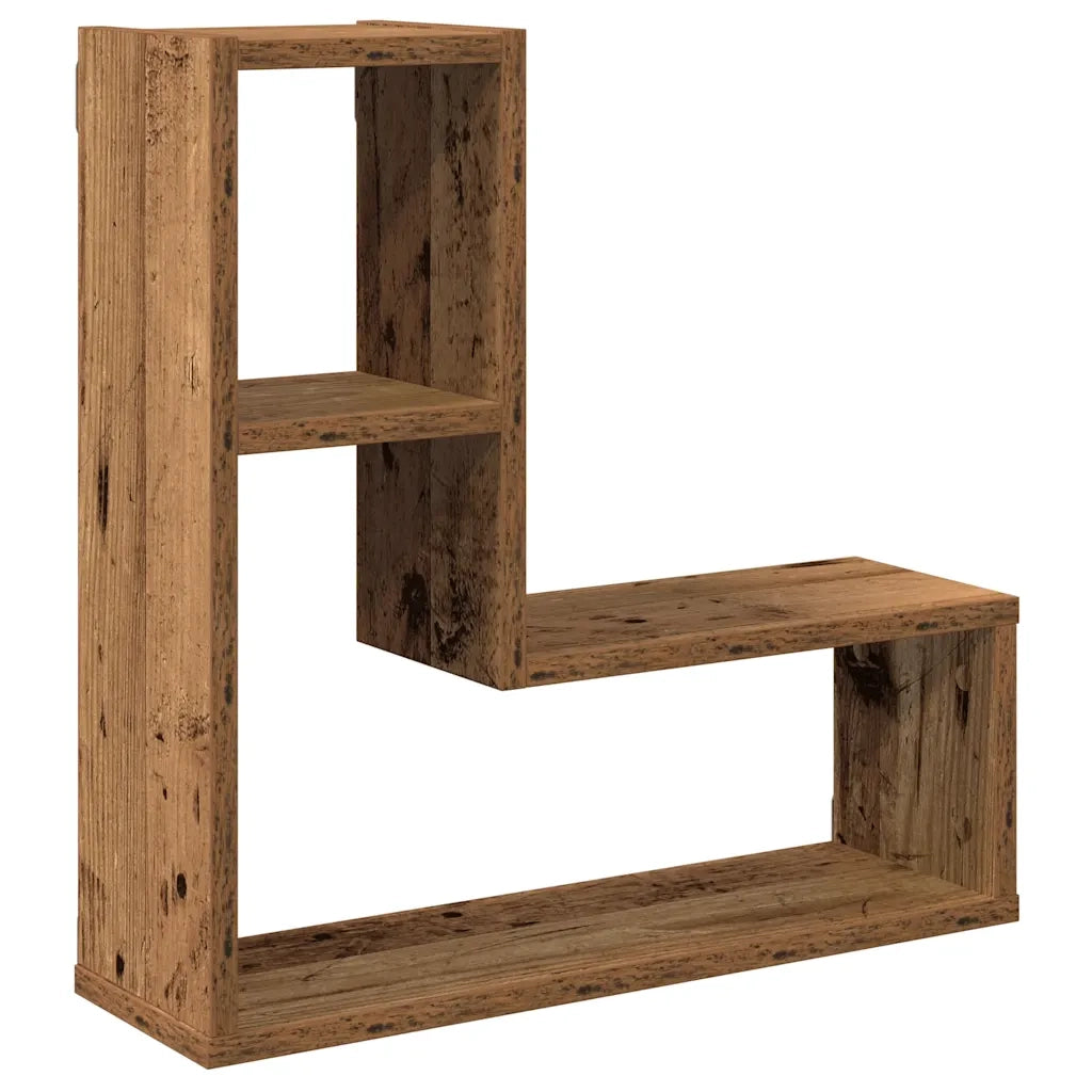 Mensole a Cubo Muro 2 pz Legno Antico 50x15x50 cm in Truciolato