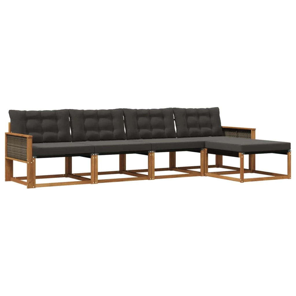 Set di divani da esterno 5 pz Naturale e Nero 3381356