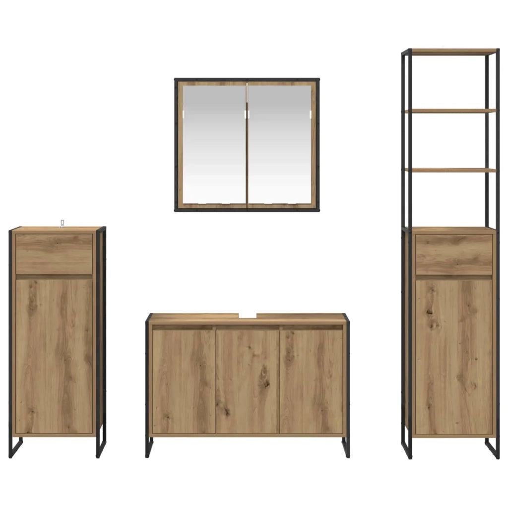Set di mobili per il bagno Rovere artigianale Legno multistrato 3403051