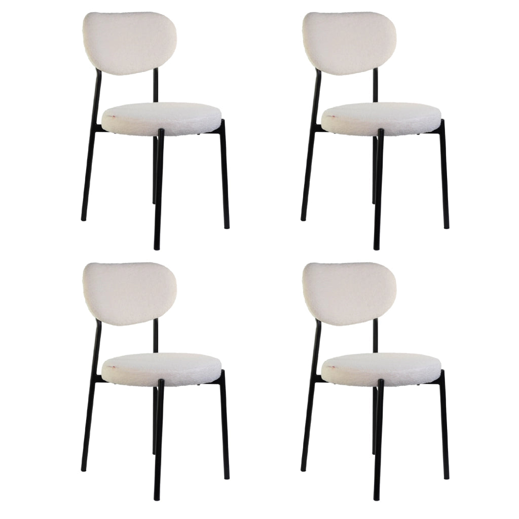 Marvin Sedia Chicago Teddy con Struttura in Metallo Nero Seduta Imbottita in Morbido Cotone Bouc X4 CHICAGO TEDDY BIANCO