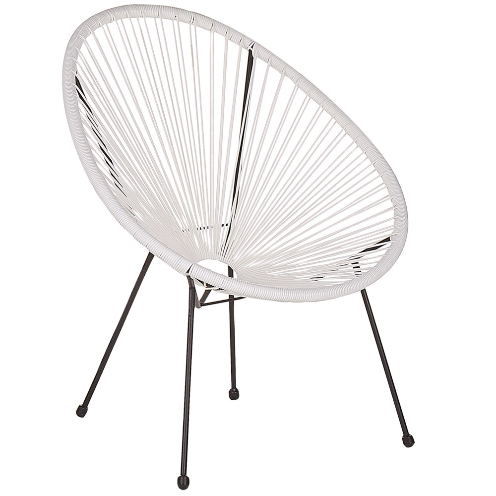 Set di 2 Sedie da Giardino Bianche Rattan Sintetico Resistente e Duraturo
