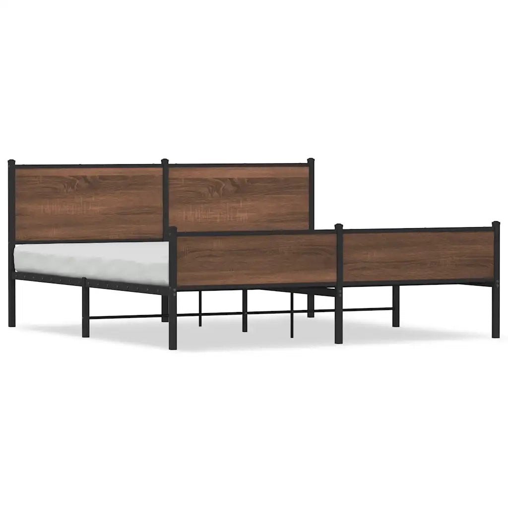 vidaXL Giroletto senza Materaso in Metallo Rovere Marrone 160x200 cm