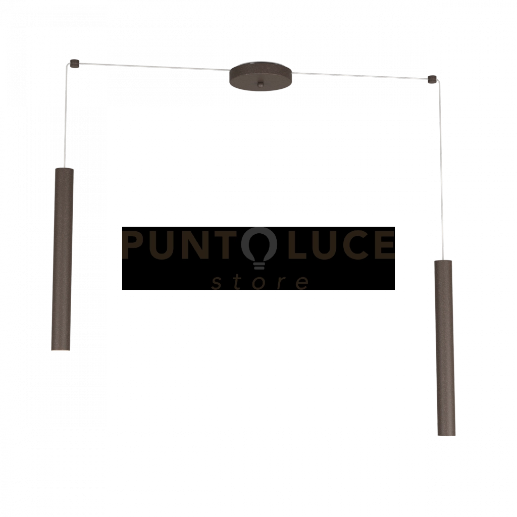 ROUND TUBE SOSPENSIONE 2 LUCI MARRONE CAVO CM.250 CON BASE 1174-S2-MA
