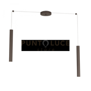 ROUND TUBE SOSPENSIONE 2 LUCI MARRONE CAVO CM.250 CON BASE 1174-S2-MA