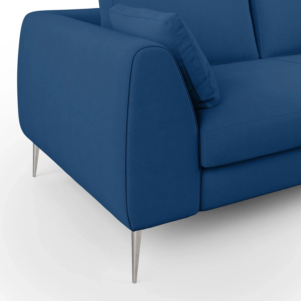 Plano Divano moderno in microfibra tecnica smacchiabile T11 176 cm blu