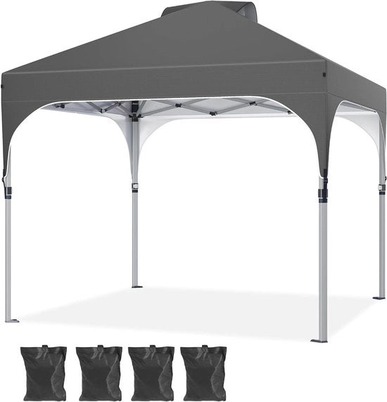 Tenda di emergenza pop-up per esterni, impermeabile, pieghevole, per campeggio, feste e mercatini, con tasca di stoccaggio per terrazze, spiagge e mercati (grigio scuro) - 25 x 25 m
